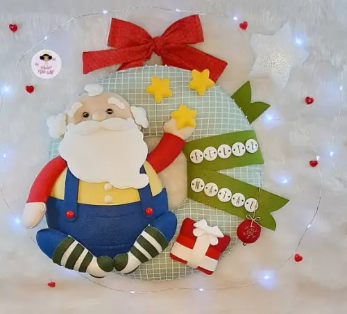 Guirlanda de Natal Papai Noel em Feltro