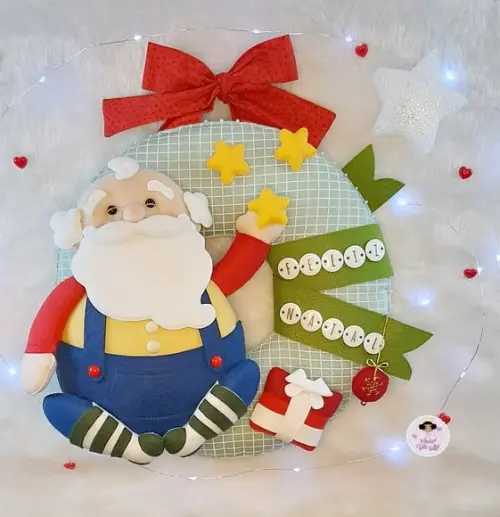 Guirlanda de Natal Papai Noel em Feltro