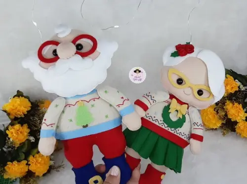 Guirlanda Natalina Papai Noel e Mamãe Noel