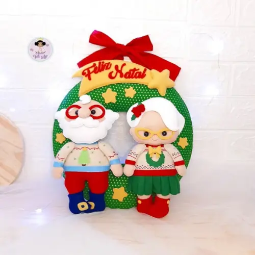 Guirlanda Natalina Papai Noel e Mamãe Noel