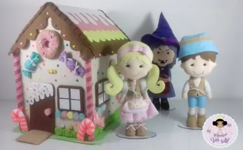 Kit João e Maria 25 Cm, Bruxa e Casa de Doces