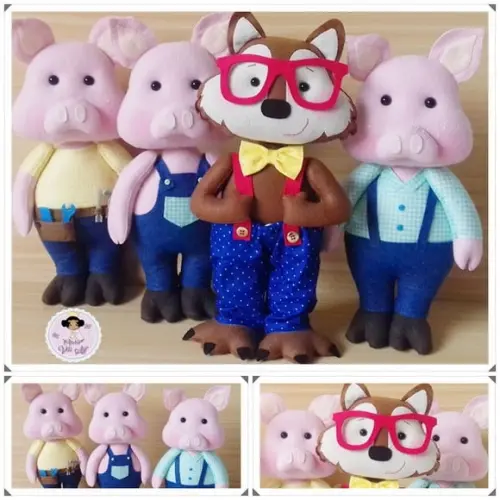 Kit Três Porquinhos e o Lobo Mau - 35 cm