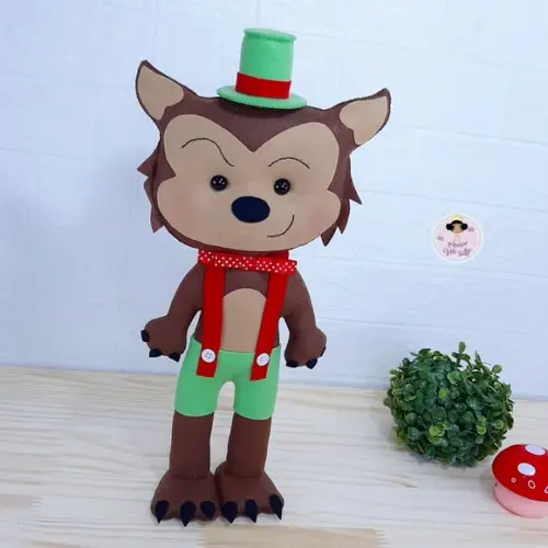 Lobo Mau em Feltro 37 cm