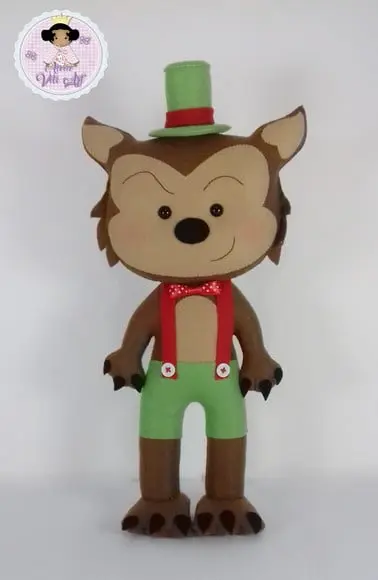 Lobo Mau em Feltro 37 cm
