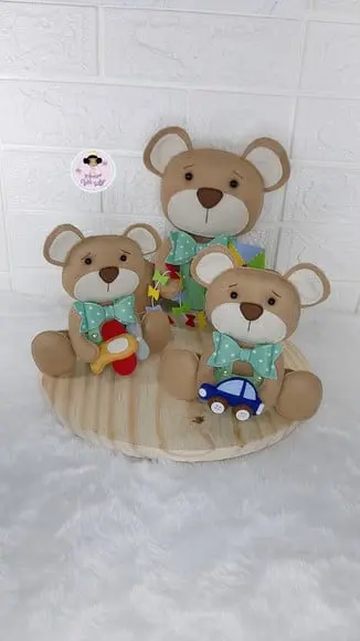 Trio de Urso Brincando em Feltro