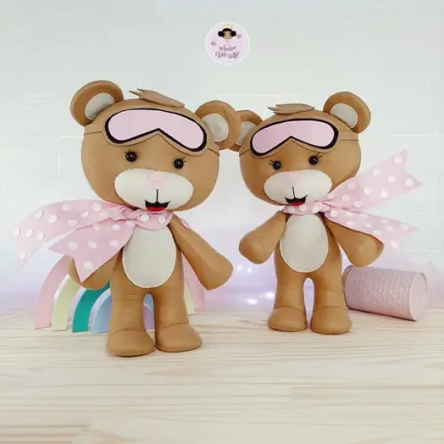 Ursa Baloeiro em Feltro 38 cm para Decoração