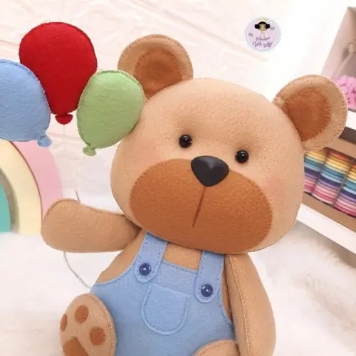 Urso Balões em Feltro Decoração Nicho