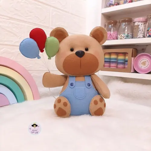 Urso Balões em Feltro Decoração Nicho