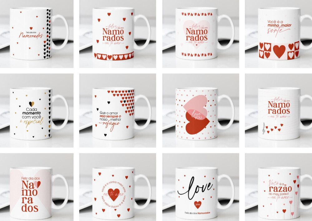 Pacote de Artes para Caneca Dia dos Namorados