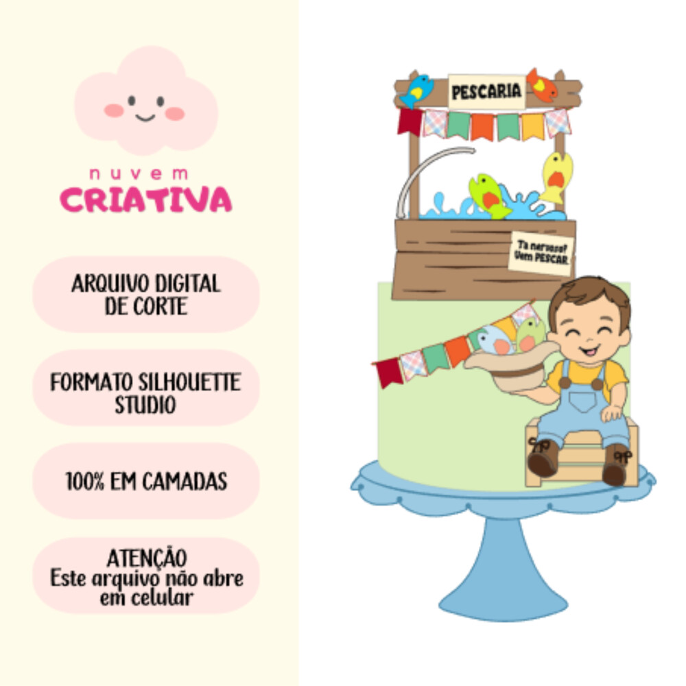 Arquivo Digital - Topo de Bolo Junino Menino Pescaria