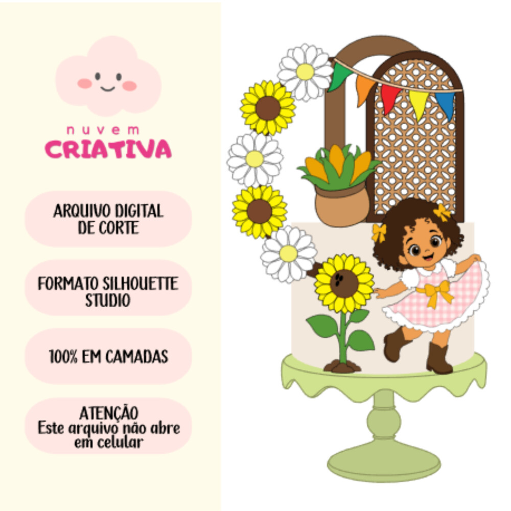 Arquivo de Corte - Topo Junino Caipira com Girassóis