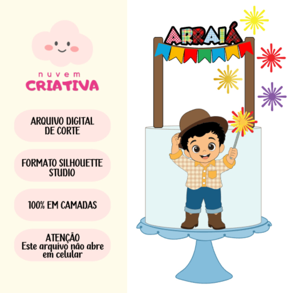 Arquivo de Corte - Menino Caipira Soltando Fogos