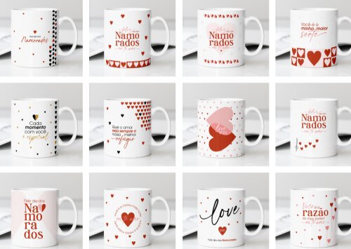Pacote de Artes para Caneca Dia dos Namorados
