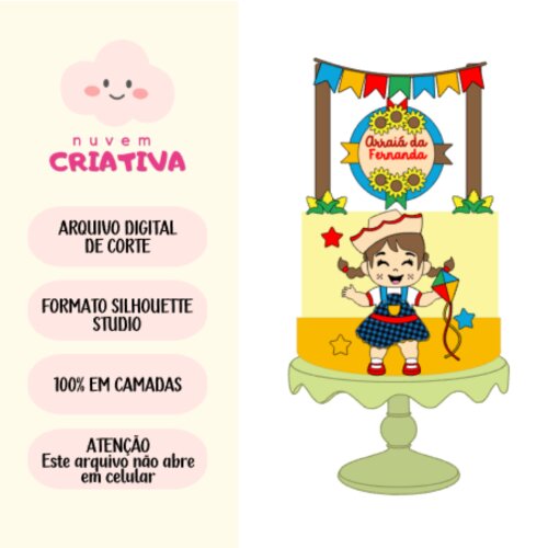 Arquivo de Corte - Topo Menina com Balão Junino