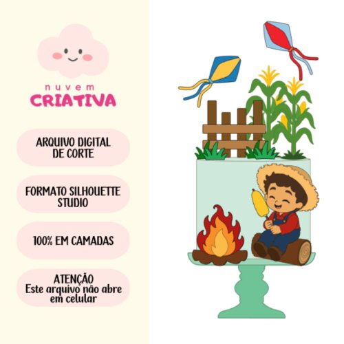 Arquivo de Corte - Topo Menino Caipira com Milho