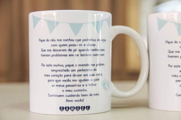 Canecas convite padrinhos de batismo