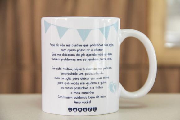 Canecas convite padrinhos de batismo