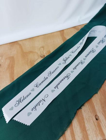 Fita Nomes para a Barra do Vestido de Noiva