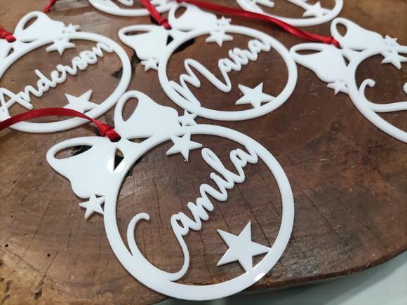 Kit 6 Bolas de Natal em Acrílico Personalizadas