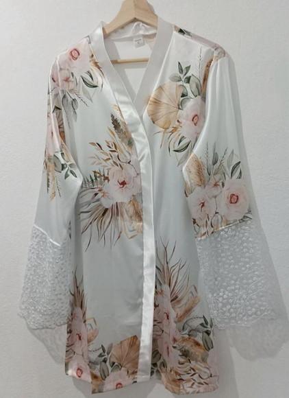 Robe Floral Estampado com Renda