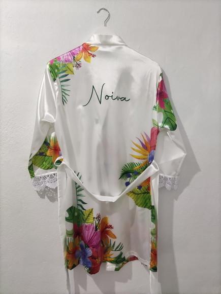 Robe Floral Estampado com Renda