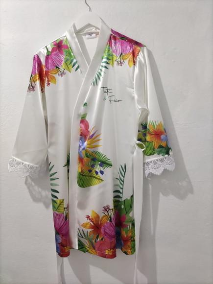 Robe Floral Estampado com Renda