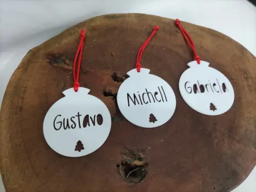 Bola de Natal Personalizadas em Acrílico Branco