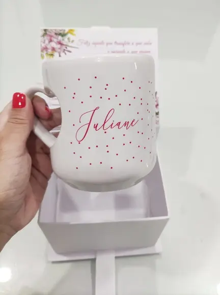 Caixa Convite Caneca com Alça de Coração