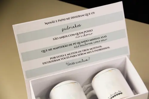 Caixa convite padrinhos de batismo