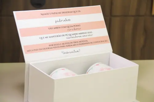 Caixa convite padrinhos de batismo