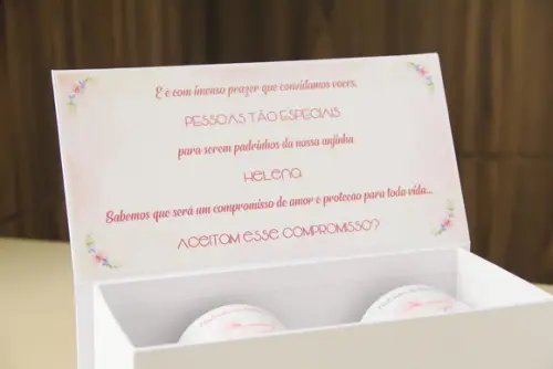 Caixa convite padrinhos de batismo