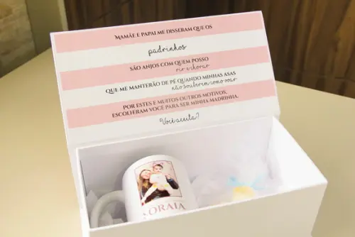 Caixa convite padrinhos de batismo