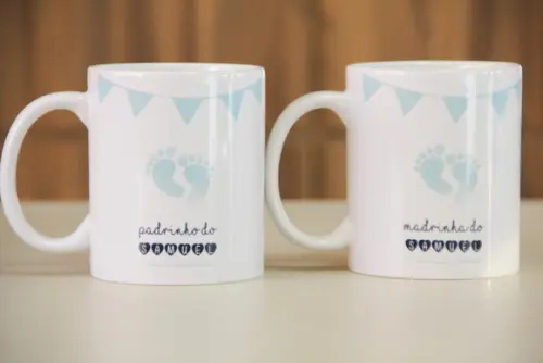 Canecas convite padrinhos de batismo