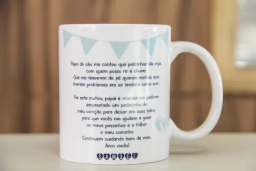 Canecas convite padrinhos de batismo