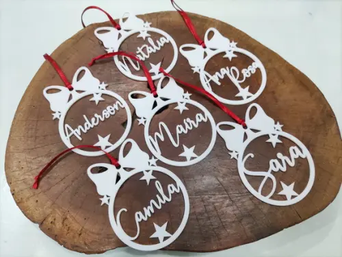 Kit 6 Bolas de Natal em Acrílico Personalizadas