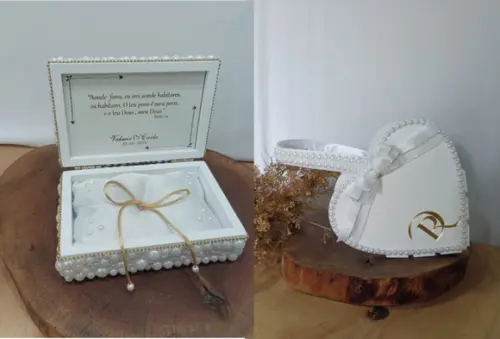 Kit Porta Alianças e Cesta para Florista