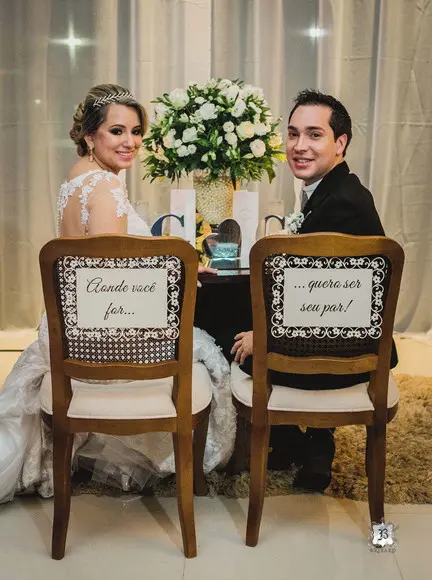 Placa para Cadeira dos Noivos em mdf