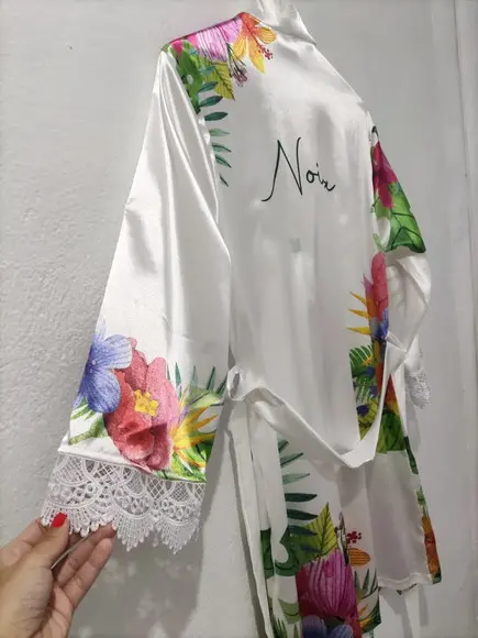 Robe Floral Estampado com Renda
