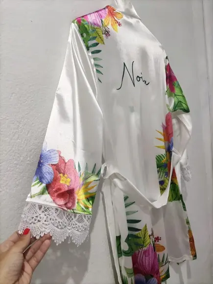 Robe Floral Estampado com Renda