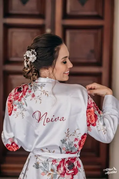 Robe Floral Estampado com Renda