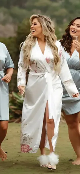 Robe Longo Estampado com Renda na Manga