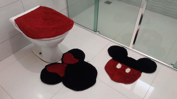 2 Jogos deTapetes Frufru Minnie e Mickey Antiderrapante