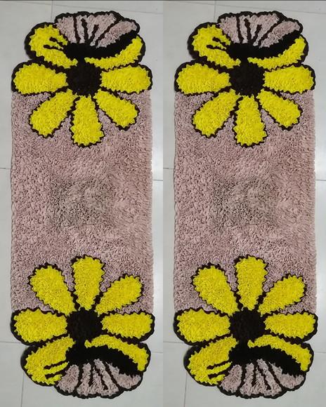 2 Passadeiras de Quarto Flor em Frufru Antiderrapante