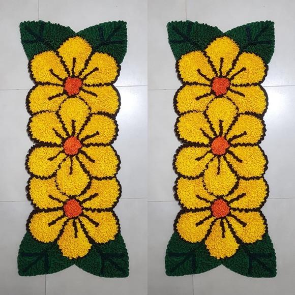 2 Passadeiras de Quarto Flor em Frufru Antiderrapante