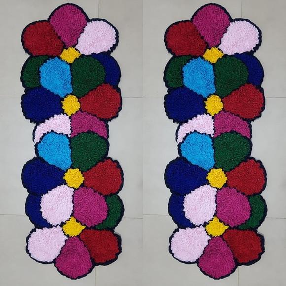 2 Passadeiras de Quarto Flor em Frufru Antiderrapante