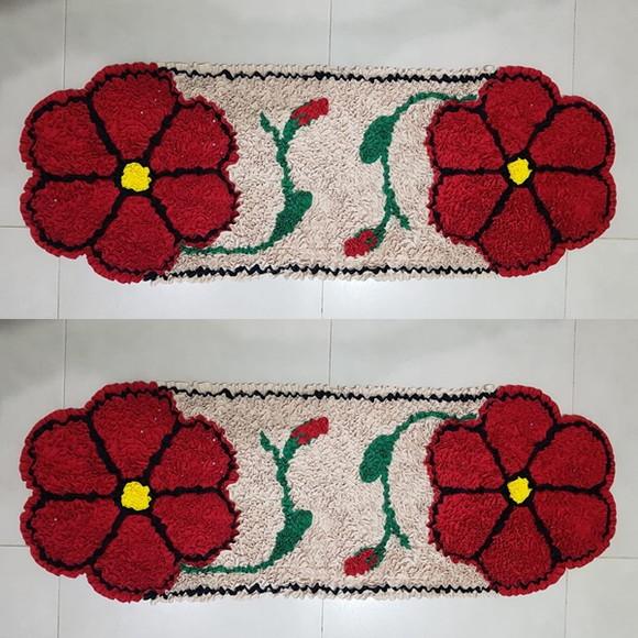 2 Passadeiras de Quarto Flor em Frufru Antiderrapante