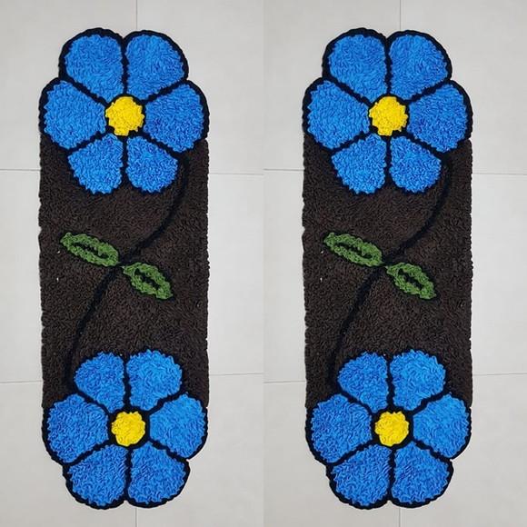 2 Passadeiras de Quarto Flor em Frufru Antiderrapante