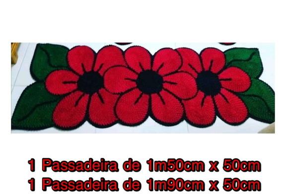 2 Passadeiras Flor Vermelha Antiderrapante