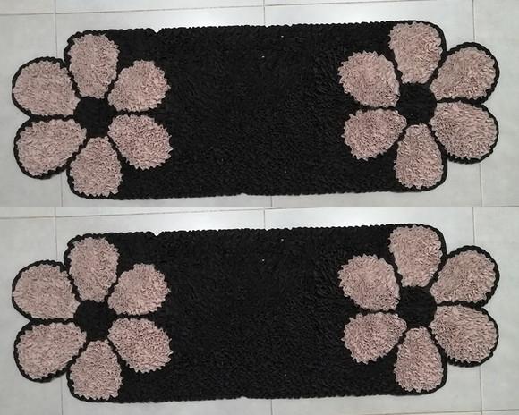 2 Passadeiras Frufru Flor Bege 1m20cm x 40cm Antiderrapante