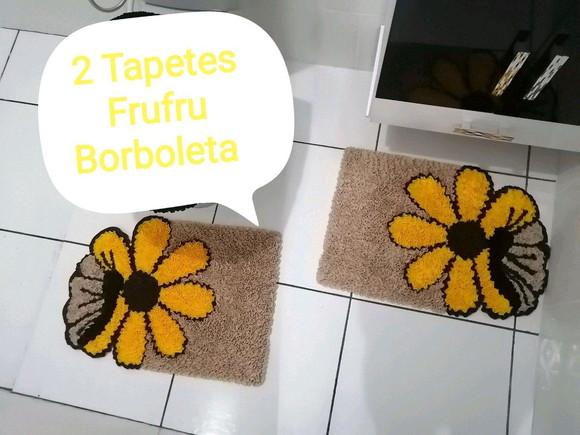 2 Tapetes Frufru Borboleta Antiderrapante